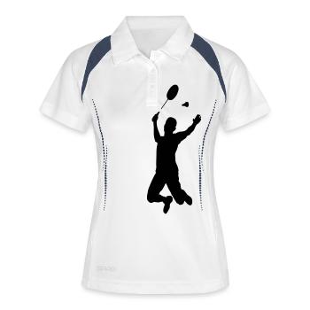 badminton silhouette - Frauen Polo atmungsaktiv - Weiß/Navy - Vorne