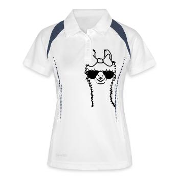 Sonnenbrille Mama Lama cool - Frauen Polo atmungsaktiv - Weiß/Navy - Vorne