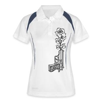Pistole Blume - Frauen Polo atmungsaktiv - Weiß/Navy - Vorne