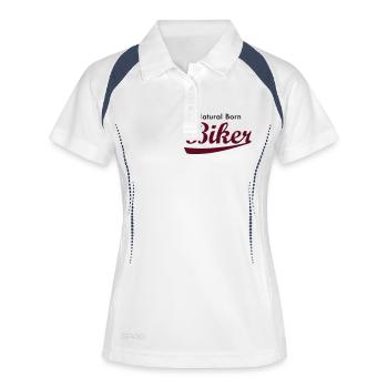 Natural Born Biker - Frauen Polo atmungsaktiv - Weiß/Navy - Vorne