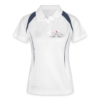 verliebte_baby_loewen_001 - Frauen Polo atmungsaktiv - Weiß/Navy - Vorne
