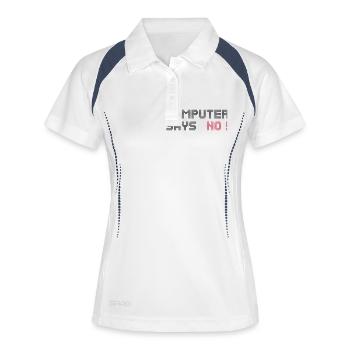 computer says no - Frauen Polo atmungsaktiv - Weiß/Navy - Vorne