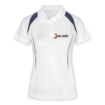 Lyoner Junkie saarlaendische wurst ring lyoner - Frauen Polo atmungsaktiv - Weiß/Navy - Vorne