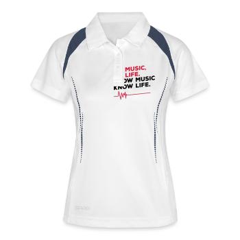 No music no life - Frauen Polo atmungsaktiv - Weiß/Navy - Vorne