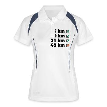 Marathon Checklist - Frauen Polo atmungsaktiv - Weiß/Navy - Vorne