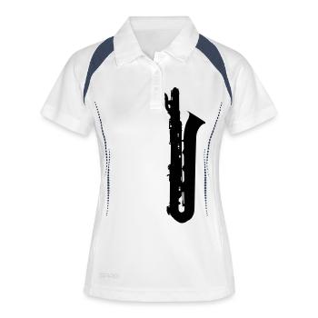 saxophone brass instrument music - Polo respirant Femme - blanc/marine - Devant