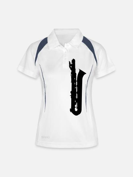 saxophone brass instrument music - Polo respirant Femme - blanc/marine