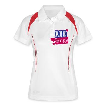 free hugs / freie Umarmungen (2c) - Frauen Polo atmungsaktiv - Weiß/Navy - Vorne