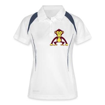monkey__f3 - Frauen Polo atmungsaktiv - Weiß/Navy - Vorne