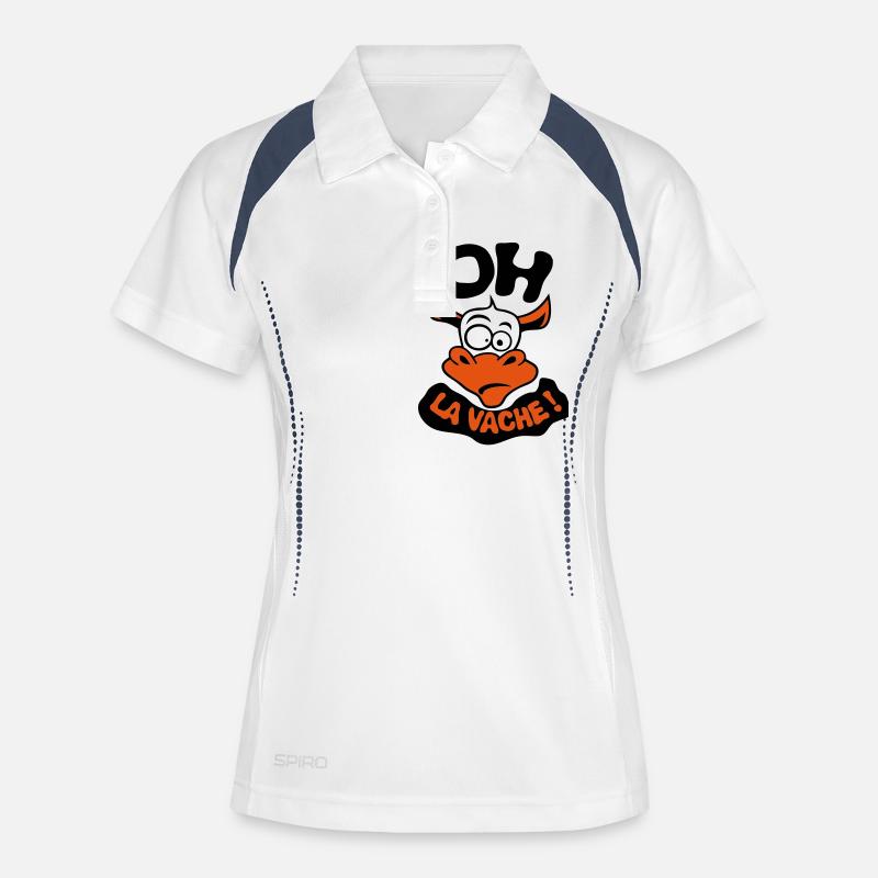 oh la vache expression citation exclamat - Polo respirant Femme - blanc/marine