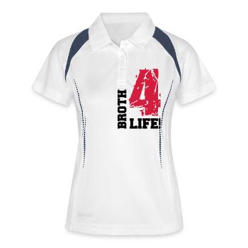 brothers_4_life_bv2 - Frauen Polo atmungsaktiv - Weiß/Navy - Vorne