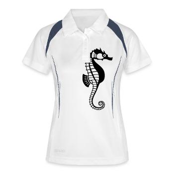 Seepferdchen - Frauen Polo atmungsaktiv - Weiß/Navy - Vorne