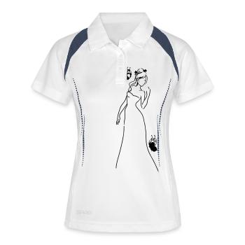 Braut - Frauen Polo atmungsaktiv - Weiß/Navy - Vorne