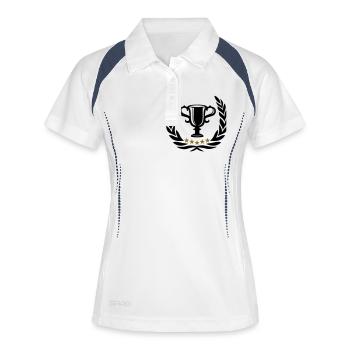 Lorbeerkranz Kranz Pokal 5 Sterne Auszeichnung - Frauen Polo atmungsaktiv - Weiß/Navy - Vorne