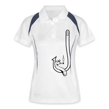 angeln wurm witzig kiffen joint - Frauen Polo atmungsaktiv - Weiß/Navy - Vorne