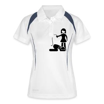 couple woman man - Frauen Polo atmungsaktiv - Weiß/Navy - Vorne