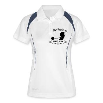 vrijgezellenfeest game over - Frauen Polo atmungsaktiv - Weiß/Navy - Vorne