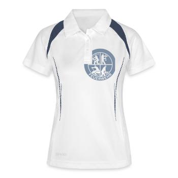Feuerwehr Logo einfarbig (für Reflexdruck) - Frauen Polo atmungsaktiv - Weiß/Navy - Vorne