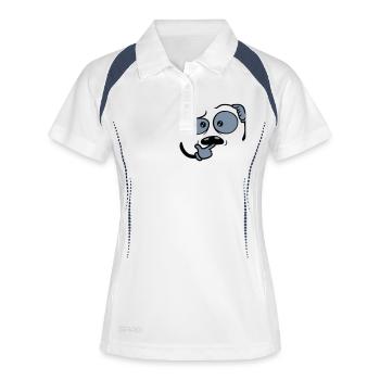 Hand Geste skeptisches Gesicht - Frauen Polo atmungsaktiv - Weiß/Navy - Vorne