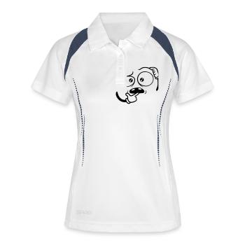 Zweifelnd Hand Geste Gesicht - Frauen Polo atmungsaktiv - Weiß/Navy - Vorne
