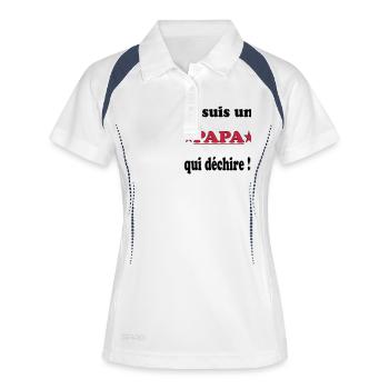 ICH BIN EIN VATER... - Frauen Polo atmungsaktiv - Weiß/Navy - Vorne