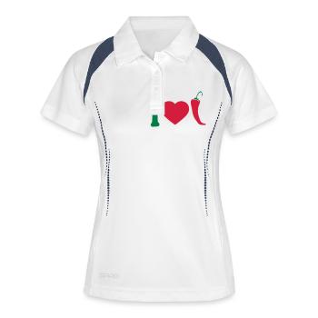 I Love Chili Chilli Pepperoni Herz Logo - Women's Polo breathable - white/navy - Front