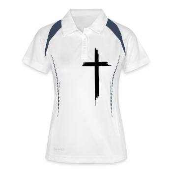 Kreuz - Frauen Polo atmungsaktiv - Weiß/Navy - Vorne