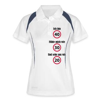 Geburtstag 40 30 20 witzig lustig - Frauen Polo atmungsaktiv - Weiß/Navy - Vorne