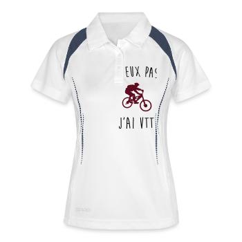 j'peux pas j'ai vtt - Polo respirant Femme - blanc/marine - Devant