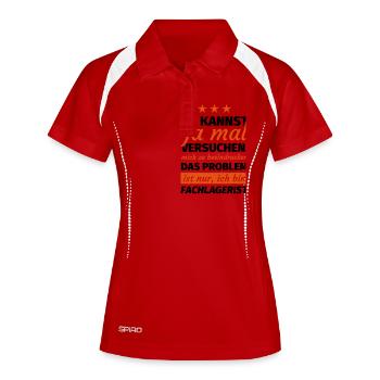 Fachlagerist Lagerist - Frauen Polo atmungsaktiv - Weiß/Navy - Vorne