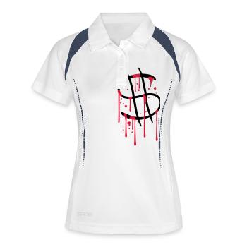 blood drops graffiti wet spray dollar symbol zei - Women's Polo breathable - white/navy - Front