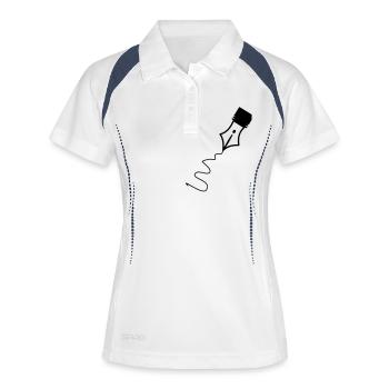 Un stylographe une guillochure - Polo respirant Femme - blanc/marine - Devant