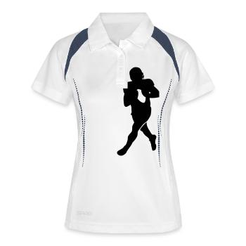 Football player - Frauen Polo atmungsaktiv - Weiß/Navy - Vorne
