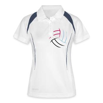 pattern woman woman girl girl jump serve silhouett - Women's Polo breathable - white/navy - Front
