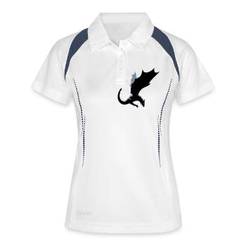 Drache / Drachen - Frauen Polo atmungsaktiv - Weiß/Navy - Vorne