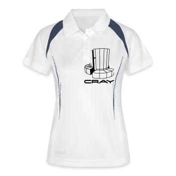 Cray Computer - Frauen Polo atmungsaktiv - Weiß/Navy - Vorne
