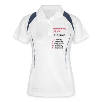Rettungsdienst ABC Schema - Frauen Polo atmungsaktiv - Weiß/Navy - Vorne