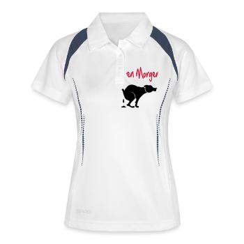 hund - Frauen Polo atmungsaktiv - Weiß/Navy - Vorne