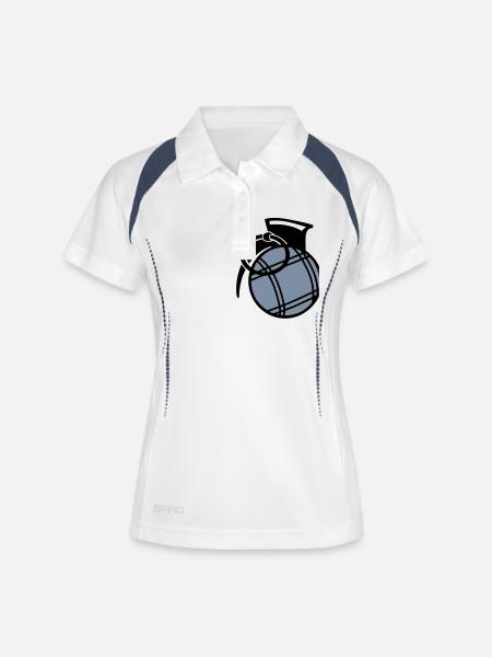 grenade petanque boule - Polo respirant Femme - blanc/marine