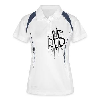 graffiti blut tropfen nass spray dollar symbol zei - Frauen Polo atmungsaktiv - Weiß/Navy - Vorne