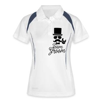 Bräutigam, Hochzeit, Ehe Stag Hen Night 4 Bachelor - Frauen Polo atmungsaktiv - Weiß/Navy - Vorne