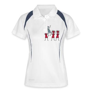 Être différent heureux Funny Boy - Polo respirant Femme - blanc/marine - Devant