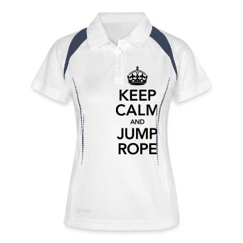 Keep Calm And Jump Rope - Frauen Polo atmungsaktiv - Weiß/Navy - Vorne