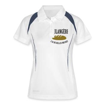 Boulangère : j'ai de belles miches ! - Polo respirant Femme - blanc/marine - Devant