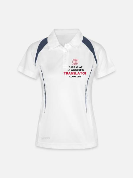 traducteur / traduction / traductrice / traduire - Polo respirant Femme - blanc/marine