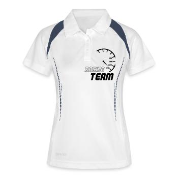 racing_team_001 - Frauen Polo atmungsaktiv - Weiß/Navy - Vorne