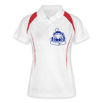 Coole DJ Katze Süßes Kätzchen Haustier Party Spaß - Frauen Polo atmungsaktiv - Weiß/Navy - Vorne