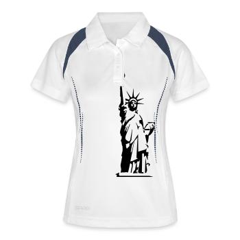 statue of liberty - Polo respirant Femme - blanc/marine - Devant