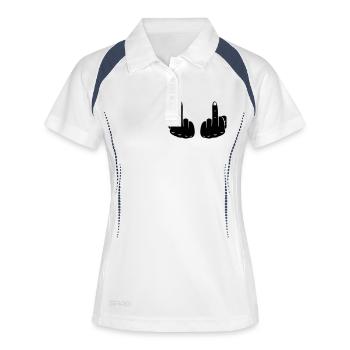fuck_2 - Frauen Polo atmungsaktiv - Weiß/Navy - Vorne