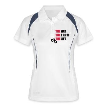 Jesus - way, truth, life - Women's Polo breathable - white/navy - Front